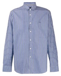 weißes und blaues vertikal gestreiftes Langarmhemd von Armani Exchange