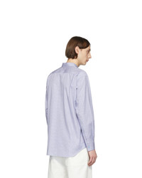 weißes und blaues vertikal gestreiftes Langarmhemd von Comme Des Garcons SHIRT