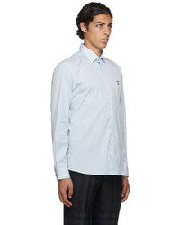 weißes und blaues vertikal gestreiftes Langarmhemd von Burberry