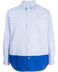weißes und blaues vertikal gestreiftes Langarmhemd von Comme des Garcons Homme
