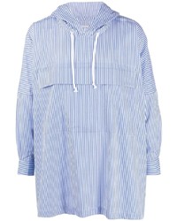 weißes und blaues vertikal gestreiftes Langarmhemd von Comme des Garcons