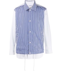 weißes und blaues vertikal gestreiftes Langarmhemd von Comme Des Garcons SHIRT