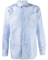 weißes und blaues vertikal gestreiftes Langarmhemd von Comme Des Garcons SHIRT