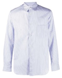 weißes und blaues vertikal gestreiftes Langarmhemd von Comme Des Garcons SHIRT