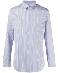 weißes und blaues vertikal gestreiftes Langarmhemd von Comme Des Garcons SHIRT