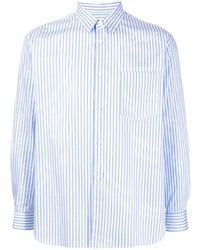 weißes und blaues vertikal gestreiftes Langarmhemd von Comme Des Garcons SHIRT