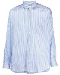 weißes und blaues vertikal gestreiftes Langarmhemd von Comme Des Garcons SHIRT