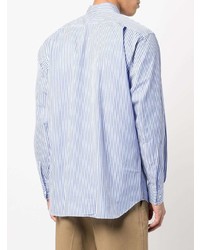 weißes und blaues vertikal gestreiftes Langarmhemd von Comme Des Garcons SHIRT