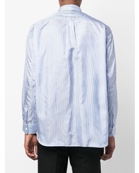 weißes und blaues vertikal gestreiftes Langarmhemd von Comme Des Garcons SHIRT