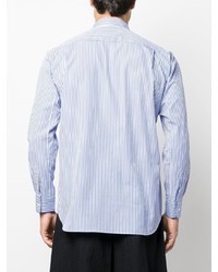 weißes und blaues vertikal gestreiftes Langarmhemd von Comme Des Garcons SHIRT