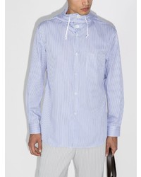 weißes und blaues vertikal gestreiftes Langarmhemd von Comme Des Garcons SHIRT