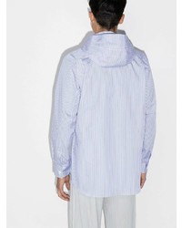 weißes und blaues vertikal gestreiftes Langarmhemd von Comme Des Garcons SHIRT