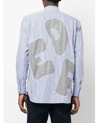 weißes und blaues vertikal gestreiftes Langarmhemd von Comme Des Garcons SHIRT