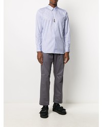 weißes und blaues vertikal gestreiftes Langarmhemd von Comme Des Garcons SHIRT