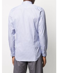 weißes und blaues vertikal gestreiftes Langarmhemd von Comme Des Garcons SHIRT