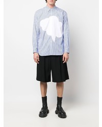 weißes und blaues vertikal gestreiftes Langarmhemd von Comme Des Garcons SHIRT