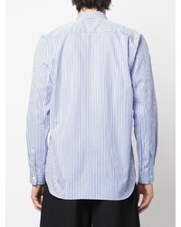 weißes und blaues vertikal gestreiftes Langarmhemd von Comme Des Garcons SHIRT