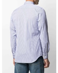 weißes und blaues vertikal gestreiftes Langarmhemd von Comme Des Garcons SHIRT