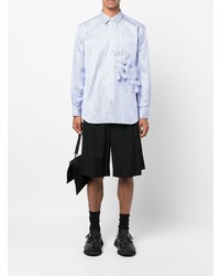 weißes und blaues vertikal gestreiftes Langarmhemd von Comme Des Garcons SHIRT