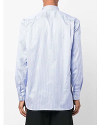 weißes und blaues vertikal gestreiftes Langarmhemd von Comme Des Garcons SHIRT