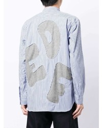 weißes und blaues vertikal gestreiftes Langarmhemd von Comme Des Garcons SHIRT