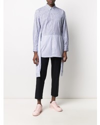 weißes und blaues vertikal gestreiftes Langarmhemd von Comme Des Garcons SHIRT