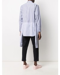 weißes und blaues vertikal gestreiftes Langarmhemd von Comme Des Garcons SHIRT