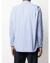 weißes und blaues vertikal gestreiftes Langarmhemd von Comme Des Garcons SHIRT