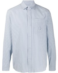 weißes und blaues vertikal gestreiftes Langarmhemd von Craig Green