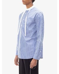 weißes und blaues vertikal gestreiftes Langarmhemd von JW Anderson