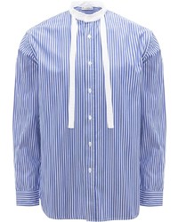 weißes und blaues vertikal gestreiftes Langarmhemd von JW Anderson