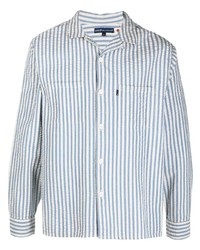 weißes und blaues vertikal gestreiftes Langarmhemd von Levi's Made & Crafted