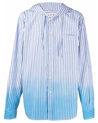 weißes und blaues vertikal gestreiftes Langarmhemd von Marni
