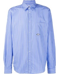 weißes und blaues vertikal gestreiftes Langarmhemd von MSGM