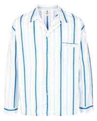 weißes und blaues vertikal gestreiftes Langarmhemd von SAINT MXXXXXX