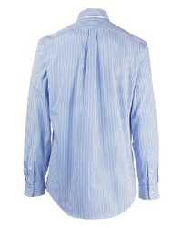 weißes und blaues vertikal gestreiftes Langarmhemd von Polo Ralph Lauren
