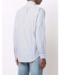 weißes und blaues vertikal gestreiftes Langarmhemd von Polo Ralph Lauren