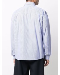 weißes und blaues vertikal gestreiftes Langarmhemd von Karl Lagerfeld