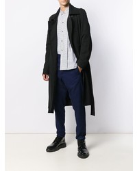 weißes und blaues vertikal gestreiftes Langarmhemd von Ann Demeulemeester