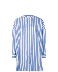 weißes und blaues vertikal gestreiftes Shirtkleid von Aspesi