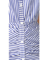 weißes und blaues vertikal gestreiftes Shirtkleid von Veronica Beard