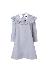 weißes und blaues vertikal gestreiftes Shirtkleid von Vivetta