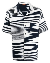 weißes und dunkelblaues bedrucktes Kurzarmhemd von Missoni