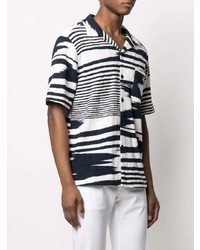 weißes und dunkelblaues bedrucktes Kurzarmhemd von Missoni