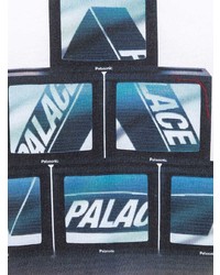 weißes und dunkelblaues bedrucktes Langarmshirt von Palace