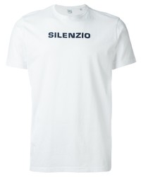 weißes und dunkelblaues bedrucktes T-Shirt mit einem Rundhalsausschnitt von Aspesi