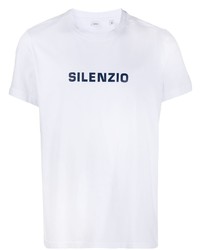 weißes und dunkelblaues bedrucktes T-Shirt mit einem Rundhalsausschnitt von Aspesi