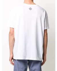 weißes und dunkelblaues bedrucktes T-Shirt mit einem Rundhalsausschnitt von Mr & Mrs Italy