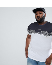weißes und dunkelblaues bedrucktes T-Shirt mit einem Rundhalsausschnitt von Criminal Damage