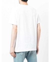 weißes und dunkelblaues bedrucktes T-Shirt mit einem Rundhalsausschnitt von SPORT b. by agnès b.
